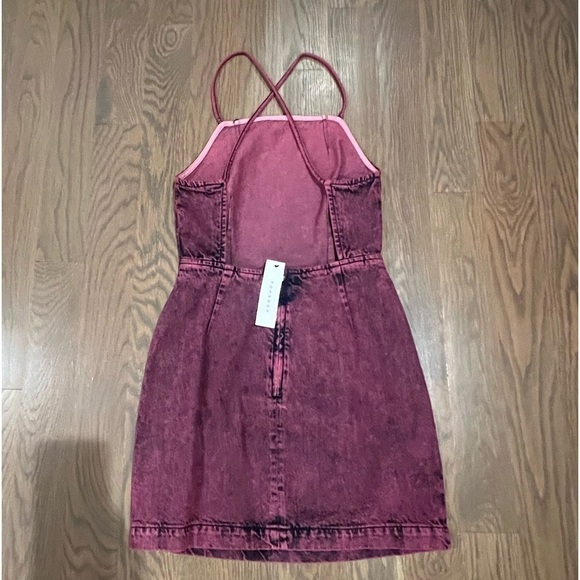 Topshop over dye denim dress in pink size 2 y2k Anthropologie J - Picture 9 of 13